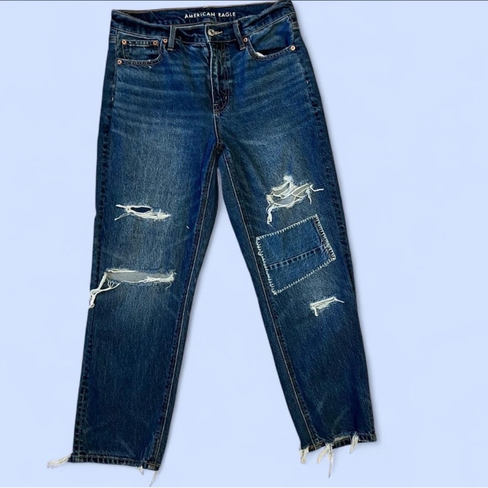 American Eagle super high rise ankle straight leg jeans, stridgid, size 10